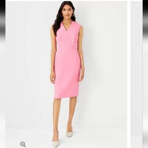 NWT Ann Taylor Double V-Neck Sheath Dress in Linen Blend Twill 8